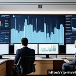 배당 성장 투자와 경제적 해자 - A modern corporate office scene showcasing diverse business professionals analyzing financial charts...