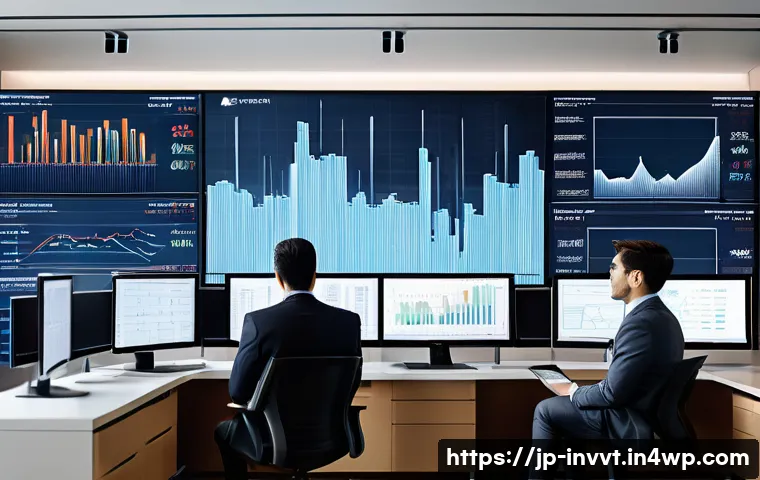 배당 성장 투자와 경제적 해자 - A modern corporate office scene showcasing diverse business professionals analyzing financial charts...