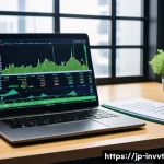 배당 성장 투자와 소득세 절세 전략 - A modern Japanese investor’s desk setup showcasing a laptop displaying financial charts and dividend...